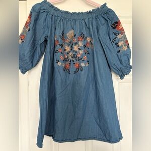 Embroidered Blue Denim Blouse